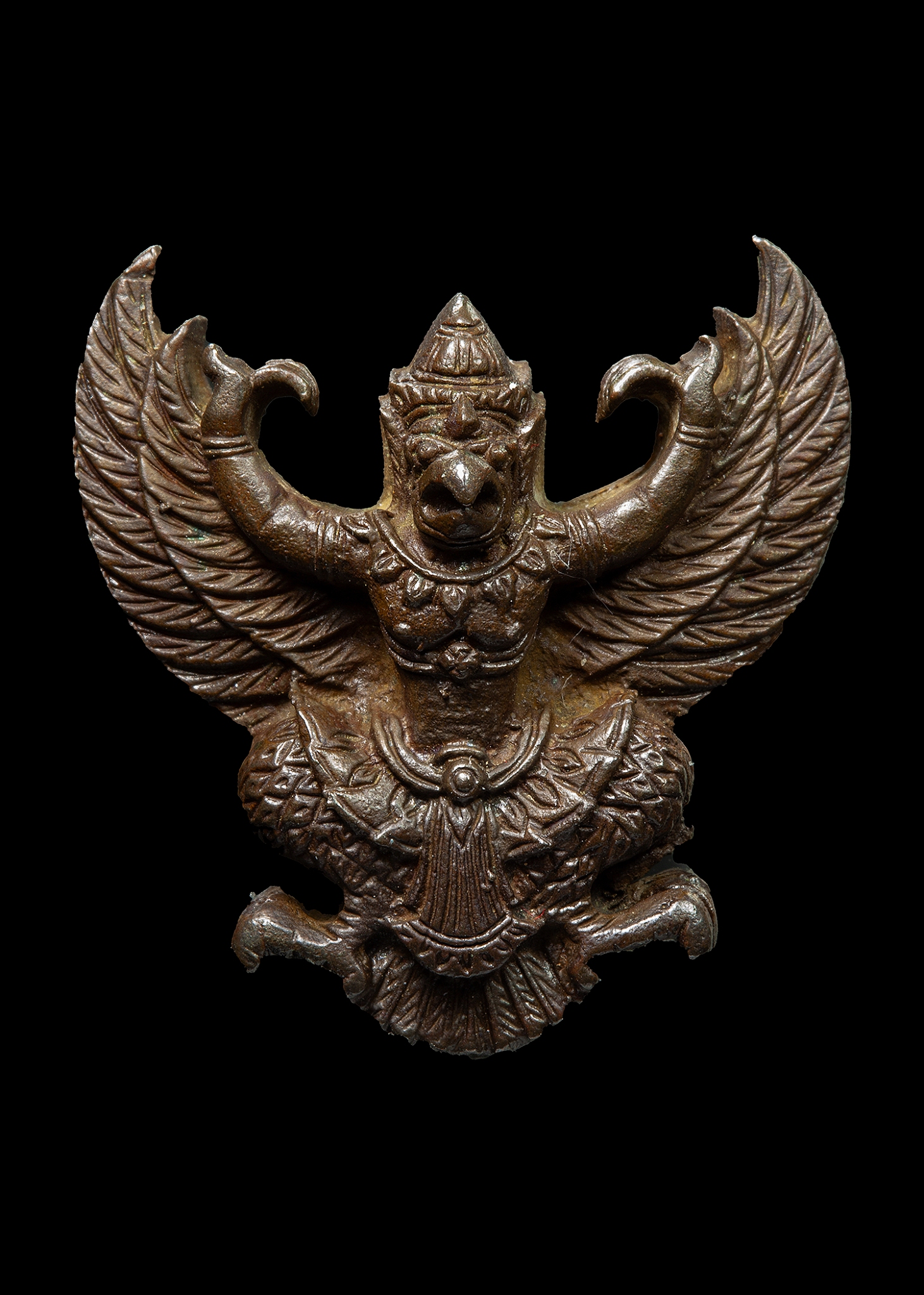 ครุฑหลวงพ่อเส็ง เนื้อตะกั่วอาบทองแดง ปี 2522 วัดบางนา  神鹰龙婆醒 锡镀红铜 佛历2522/1979年 瓦帮那寺 品相完美鼻子尖锐 功效方面助于权势 守财 威望 地位 官位 辟邪 挡煞等